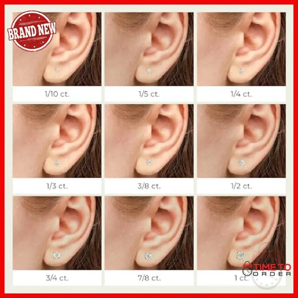 Lab-Grown Diamond Stud Earrings Sterling Silver Gold Plated Hypoallergenic